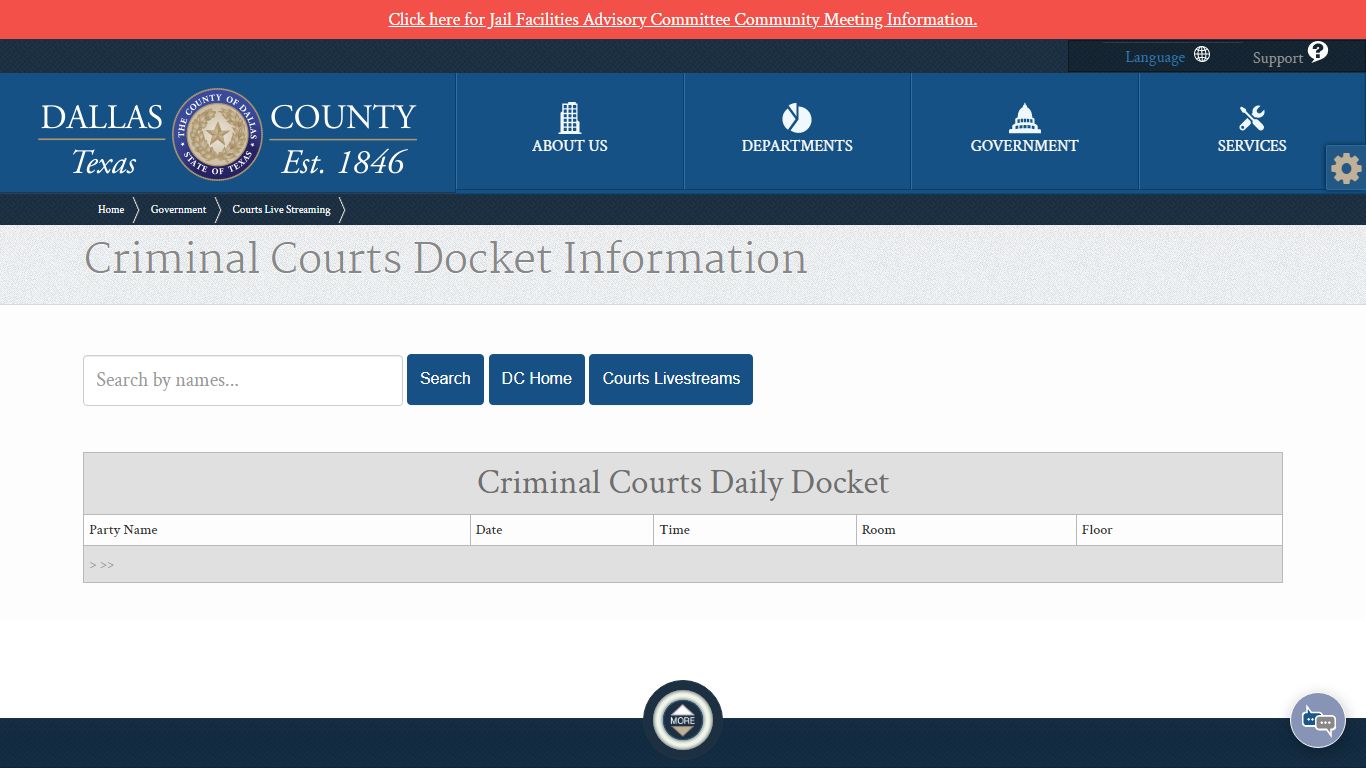 Criminal Courts Docket Information - Dallas County